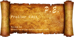 Preller Edit névjegykártya